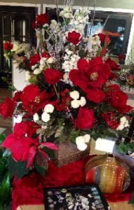 red and white centerpiece