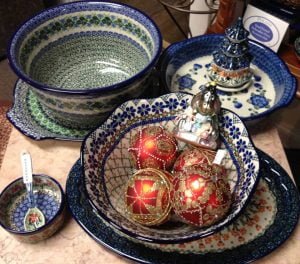 Christmas bowls with ornaments