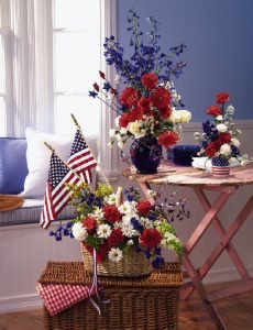Red, white and blue arrangement