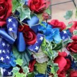 Red, white and blue flower arrangement