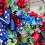 Red, white and blue flower arrangement