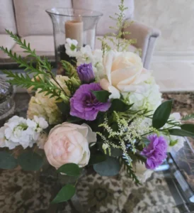 purple, white and pastel flower arrangement for all occasions
